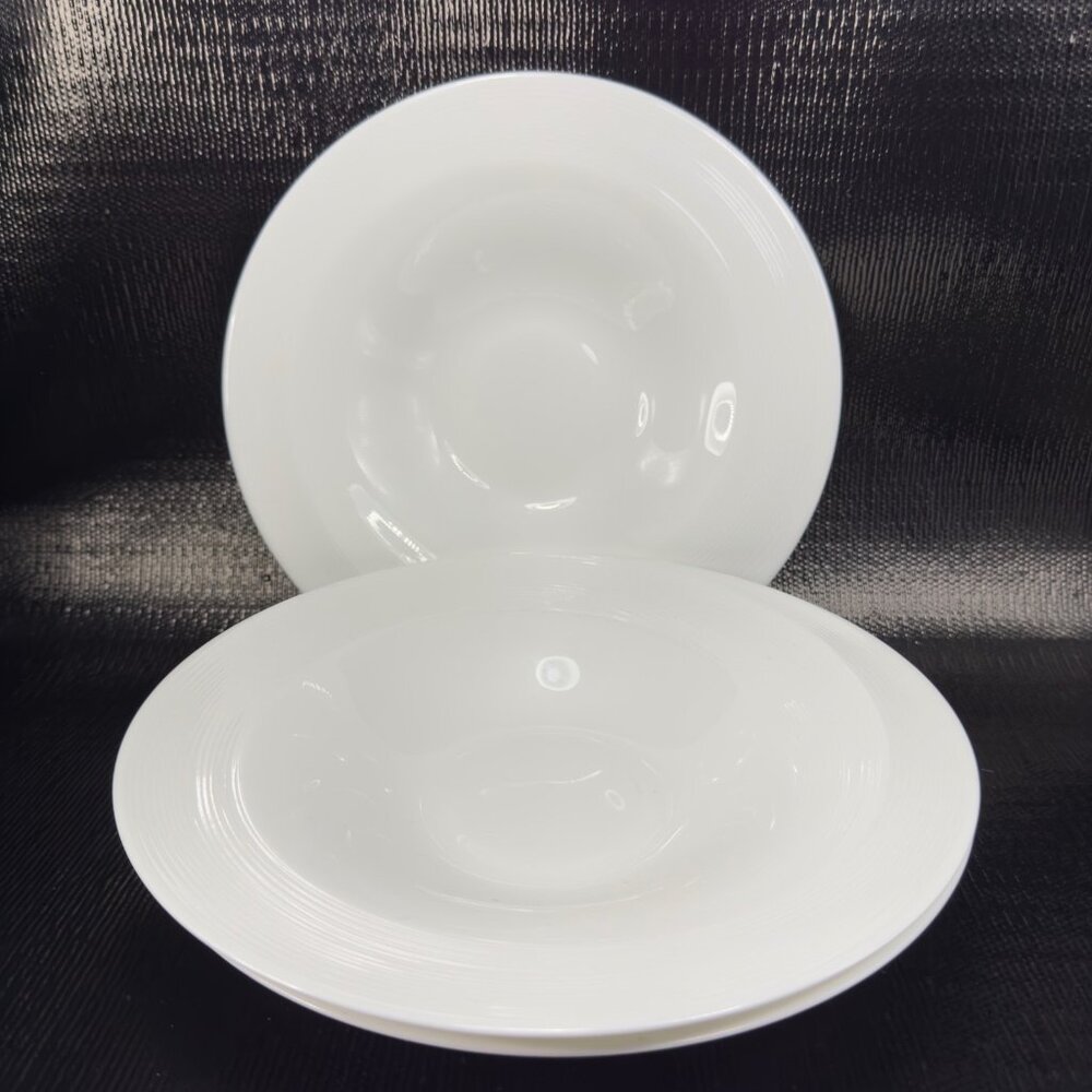 Fortessa White Swirl Round Deep Dish Bowl 9inch Bowls Dishes Porcelain Set 4 VTG